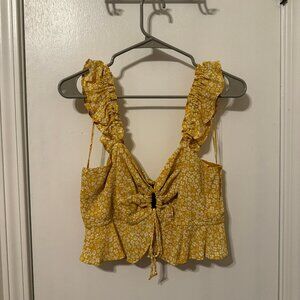 Bardot Floral Ditsy Tie Front Crop Top